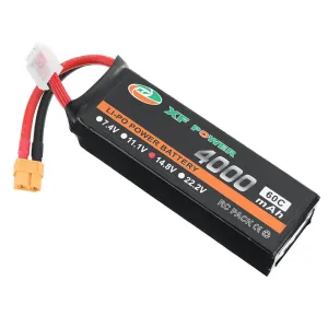 XF POWER 14.8V 4000mAh 60C 4S LiPo Battery XT60 Plug with T Deans Plug for RC Drone