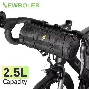 NEWBOLEHandlebar Bag 2.5L Capacity 100% Polyester Waterproof Bicycle Frame Bag Multifunction Portable Shoulder Bag for LAOTISAMEBIKMTB Bike