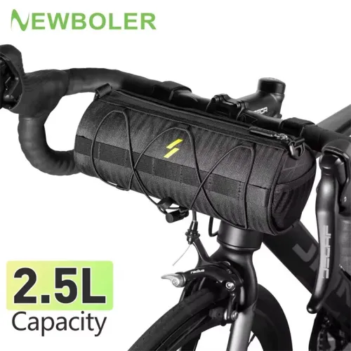 NEWBOLEHandlebar Bag 2.5L Capacity 100% Polyester Waterproof Bicycle Frame Bag Multifunction Portable Shoulder Bag for LAOTISAMEBIKMTB Bike