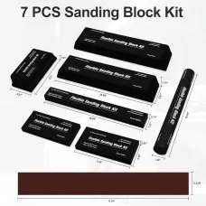 7pcs Sanding Block Kit EVA Foam Wet Dry Sandpaper for Woodworking Automotive Car Bodywork