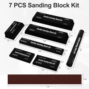 7pcs Sanding Block Kit EVA Foam Wet Dry Sandpaper for Woodworking Automotive Car Bodywork