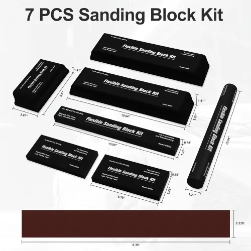 7pcs Sanding Block Kit EVA Foam Wet Dry Sandpaper for Woodworking Automotive Car Bodywork