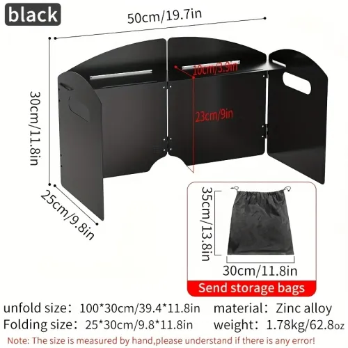 Xmund Foldable Windshield for Camping Stove, Outdoor Firewood Saving Windproof Cover, Cooking Burner Windproof Board with Stove Top Rack for Gas Stove