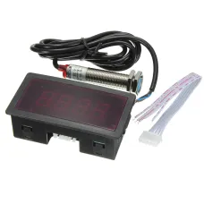 1Set Measuring Gauge 4 Digital Red LED Tachometer RPM Speed Meter 10-9999RPM Hall Proximity Switch Sensor NPN