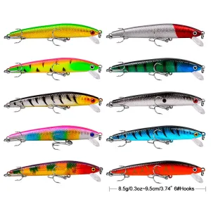 ZANLUR10 Pcs 95mm 8.5g Fishing Lure Set Mini Fishing Hard Bait Minnow Floating Swing Crankbait Crazy Wobblers Crank Lures