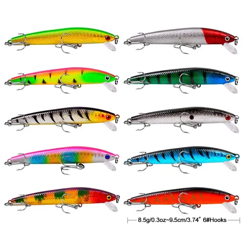 ZANLUR10 Pcs 95mm 8.5g Fishing Lure Set Mini Fishing Hard Bait Minnow Floating Swing Crankbait Crazy Wobblers Crank Lures