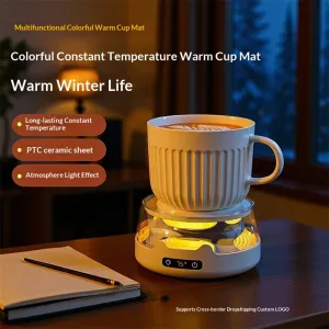 Comfook RS-609 Constant Temperature Cup Warmer With 4-Level Adjustable Heating 55C 65C 75C 85C Ceramic Heating Compact Design USB Power Light Effect Auto Shut-Off