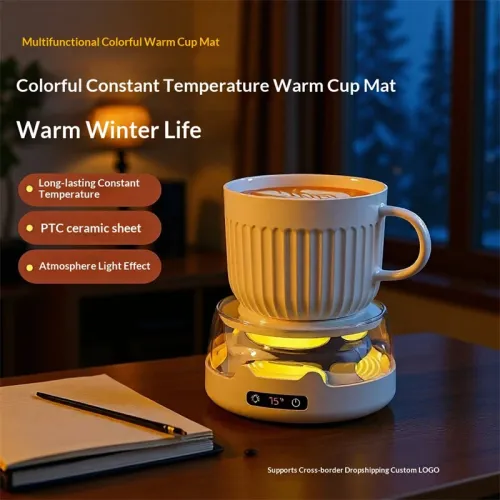 Comfook RS-609 Constant Temperature Cup Warmer With 4-Level Adjustable Heating 55C 65C 75C 85C Ceramic Heating Compact Design USB Power Light Effect Auto Shut-Off