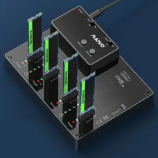 MAIWO 4-Bay M.2 NVME SSD Cloner Duplicator USB3.1 Gen2 10Gbps 4-Bay Offline Copy Tool-Free Docking Station Supports 2TB SSD for Mac Windows Linux