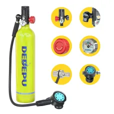 UDirect DEDEPS5000PLUS-B 1L Scuba Tank Oxygen Diving Cylinder with 8-20 Minutes Respirator Breathing Portable Snorkeling Scuba Tank Kit with Snorkel Mask Adapter