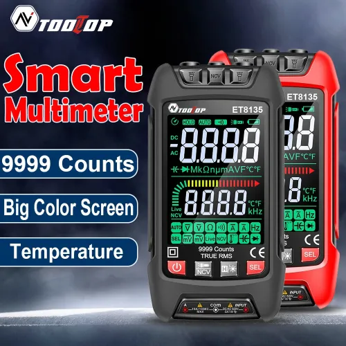 AV TOOLTOP ET8135 Multimeter Color LCD Display 9999 Counts True RMS Auto Range Voltage Current Resistance Diode Capacitor NCV Frequency Temperature Measurement Tool