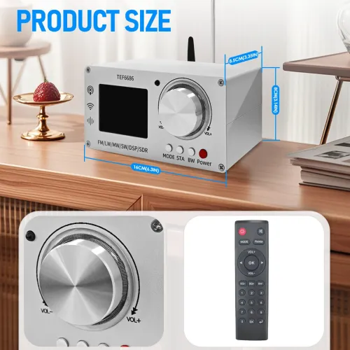 TEF6686 Full Band Digital Radio Receiver Aluminum Alloy FM LW MW SW DSP SDR Portable 2.8 Inch Screen Built in Speaker Rechargeable Battery 99 Station Storage Compact Design