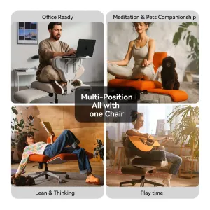 NEWTRAL FREEDOM-X PRO Fabric Waterproof Multi-Posture Cross-Legged Chair with Armrest Transparent Skate Wheels