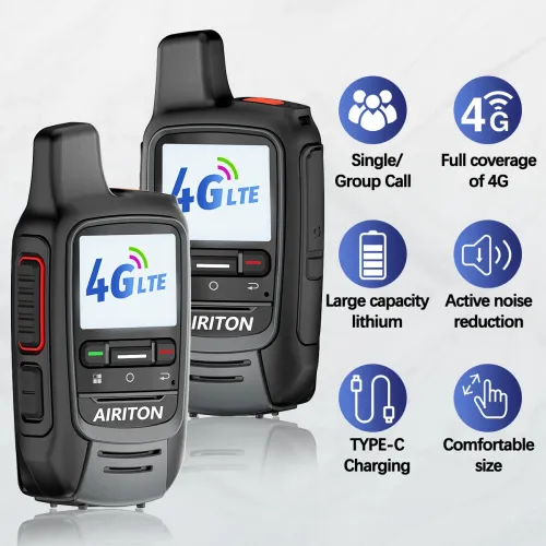 2Pcs AIRITON AI-300 4G LTE Long Range Walkie Talkie Unlimited Distance Type-C Charging Clear Sound Noise Cancellation Portable Two Way Radio