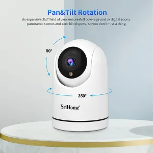 Srihome SH042 1080P Smart Mini WiFi IP Camera 2MP PTZ Color Night Vision Human Detection Two-way Audio Baby Monitor Auto Tracking Home Security CCTV Camera