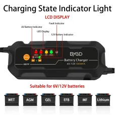 Portable 5-Amp Fully-Automatic Smart Battery Charger Trickle Charger Battery with Temperature Compensation for Car/Motorcycle/Lawn Mower/Boat