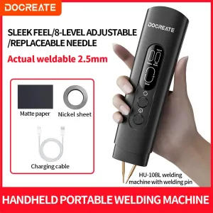 DOCREATE HU-10BL Handheld Spot Welder 3360W Power 800A Current Double Pulse 2.5mm Weldable Portable Welding Machine for Electronic Repair Battery Assembly DIY