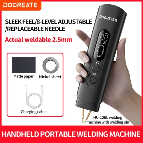 DOCREATE HU-10BL Handheld Spot Welder 3360W Power 800A Current Double Pulse 2.5mm Weldable Portable Welding Machine for Electronic Repair Battery Assembly DIY