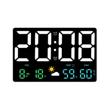 AGSIVO Large Digital Wall Clock Alarm Clock Large LED Display with Remote Control / Automatic Brightness / Indoor Temperature / Humidity / Date / Week / 12/24H For Home Office Classroom