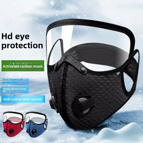 XANECycling Protective Mask with Valves Protective Lens Removable Filter Warm Sports Mask Dust-proof Reusable