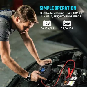 HTRC 15A/20A Smart Battery Charger Automatic Pulse Repair Charge for Lead-Acid Lithium LiFePO4 Battery Car Motorcycle Charger