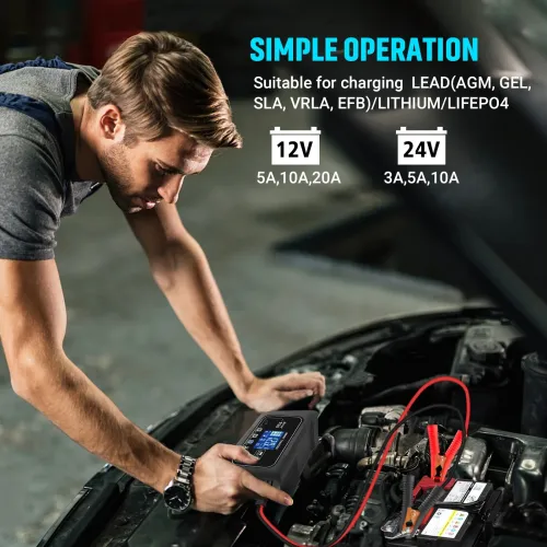 HTRC 15A/20A Smart Battery Charger Automatic Pulse Repair Charge for Lead-Acid Lithium LiFePO4 Battery Car Motorcycle Charger