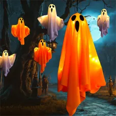 IPRee 1PHalloween LEGhost Lights Decorations Adjustable Hanging Spooky Decor with Fairy Light Indoor Outdoor Haunted House Halloween Decoration