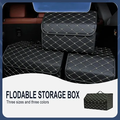 Large Capacity Car Trunk Organizer Storage Box Car Multi-Purpose Tool Storage Box Storage Organization Leather Folding Emergency Storage Box
