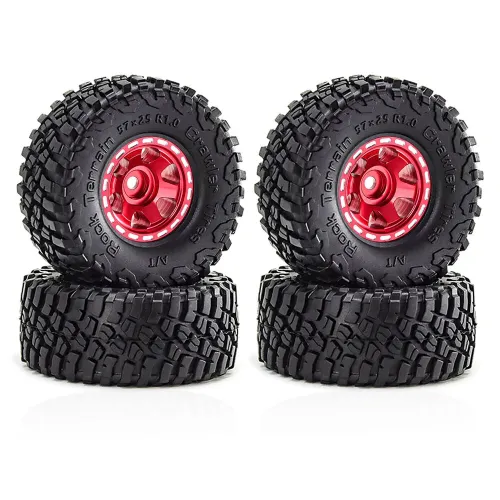 4PCS 1.0 Inch Aluminum Alloy Blade Wheels Gravel Tires Spare Parts for SCX24 FMS24 TRX4M RC Climbing Car Vehicle Models Accessories