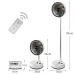 Tevorex Portable Multifunction Oscillating Standing Fan with Three Speed Timing Remote Controller Foldable Desk Fan Rechargeable Battery Powered Pedestal Fan for Bedroom Office Camping