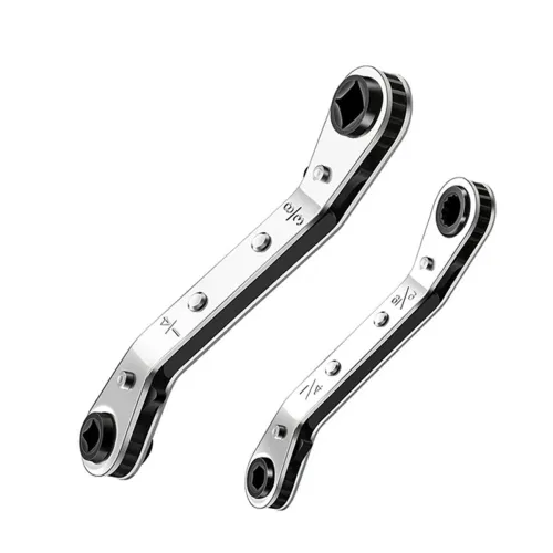 Hvac Service Wrench Tool 3/16" to 3/8" 5/16" x 1/4"Air Conditioner Valve Ratchet Wrench with 2 Hexagon Bit Adapter Kit for Air Refrigeration Tools and Equipment Repair Tools Clearance