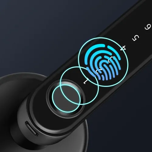 Smart Electronic Door Lock Fingerprint Password Key Unlock 0.25S Fast Response Long Battery Life Anti-Peep Password for Office Hotel Wooden Door