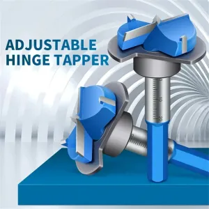 5pcs Woodworking Hole Opener Set Blue Carbide Adjustable Opener Drilling Wood Hinge Drill Bits Detachable Strong Back Plate 15-35mm