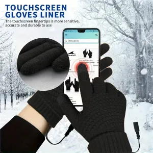TENGOO Knitted USB Heated Gloves Touch Screen Compatible 40-50Adjustable Warmth Removable Heating Pad Flexible Cable Thermal Winter Gloves