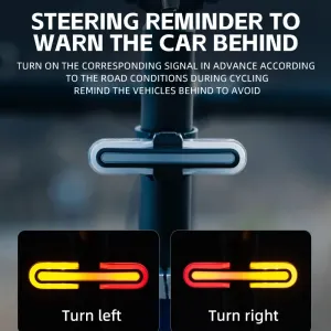 ROCKBROREX01 Smart Brake Sensing Bike Taillight 500mAh Battery5 Light Modes USB-Rechargeable IPX6 Waterproof Bicycle Rear Light with Wireless Remote for Cycling