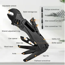 IPRee Outdoor Camping Multifunctional Wrench Pliers Multi-Purpose Adjustable Wrench Folding Saw EDWrench Combination Tool