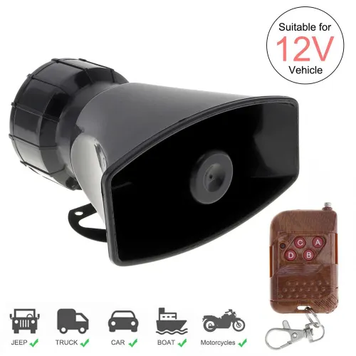 100W 7 Sound 12V 24V Car Police Vehicle Number Plate with Remote Control Warning Siren Horn for Car Truck Vehicle Motorcycle