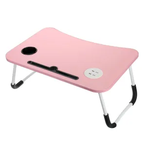 Foldable Computer Study Desk Portable Notebook Study Desk Student with Tray Fan and LED Light USB Interface for Tablet PC