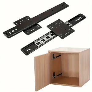 Telescopic Concealed Side Insert Swivel Slides 12 Inch Chrome Plated Steel Smooth Sliding Heavy Duty Cabinet Door Rails Furniture Hardware Quiet Anti Collision Design 12kg Load