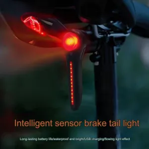 BIKIGHSmart Brake Sensing Bike Taillight Light Sensing Rear Light 6 Lighting Modes IPX6 Waterproof Type-Rechargeable Bicycle Rear Light