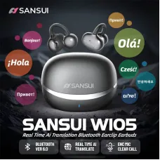 Sansui W105 TWS Earbuds bluetooth V6.0 Earphone Real-Time AI Translation ENC Mic Clear Call HD Sound Long Battery Life Ergonomics Earphone