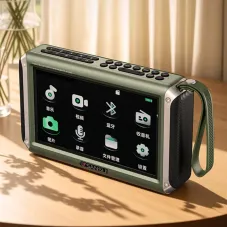 SANSUI F55 Wireless bluetooth Speaker 7-inch LED Display Radio Dual Internal Magnetic Horn Deep Bass Portable FM Radio Dual TF Card Slot/USB Drive/AUX MP4 Music Player Video Speaker with Stand and Lanyard