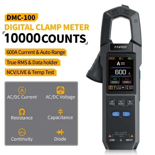 FNIRSI DMC-100 DC AC 600A Current Clamp Meter 10000 Counts Digital Multimeter USB Charger Amperimetric Clamp Electrician Tools