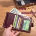 BULLCAPTAIN Cow Leather Men Wallet Short with Chain Multi Card Slot Double Zipper Business Retro Coin Purse Holder Credit Card Organizer Stylish Male Money Clutch Bags