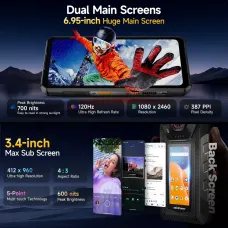 Ulefone Armor 30 Pro 5G AI Dual Display Loudspeaker 32GB RAM 512GB ROM 50MP Triple Camera 64MP Night Vision Dimensity 7300X 6.95 inch 120Hz 12800mAh 66W Fast Charge WiFi 6E NFC IP68 IP69K Waterproof Rugged Smartphone