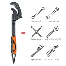 Adjustable Ratchet Wrench High Carbon Steel Multi Functional Self Locking Dual Sided Teeth Design Repair Tool Anti Corrosion Comfortable TPR Handle Large Small Sizes Versatile Wrench