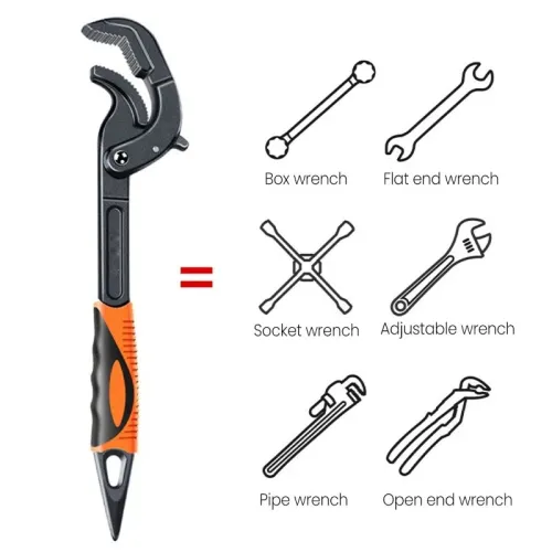 Adjustable Ratchet Wrench High Carbon Steel Multi Functional Self Locking Dual Sided Teeth Design Repair Tool Anti Corrosion Comfortable TPR Handle Large Small Sizes Versatile Wrench