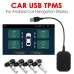 4 Wheel USB Android Car Tire Pressure Alarm System 433.92MHz TPMS Wireless Transmission Auto Security Temperature Alarm System