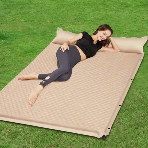 Xmund Soft Inflatable Camping Mattress with Integrated Pillow Snap Fastener Splicing Wave Surface for Comfortable Outdoor Trave,Camping-190*130cm