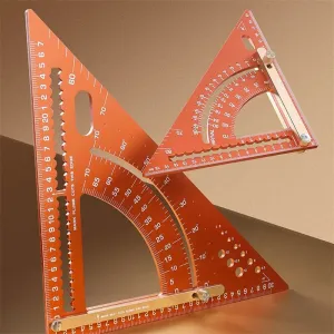 Adjustable Aluminum Alloy Triangle Ruler Multi-Functional Protractor Angle Measuring Tool Laser Engraved Scale Circle Drawing Tool
